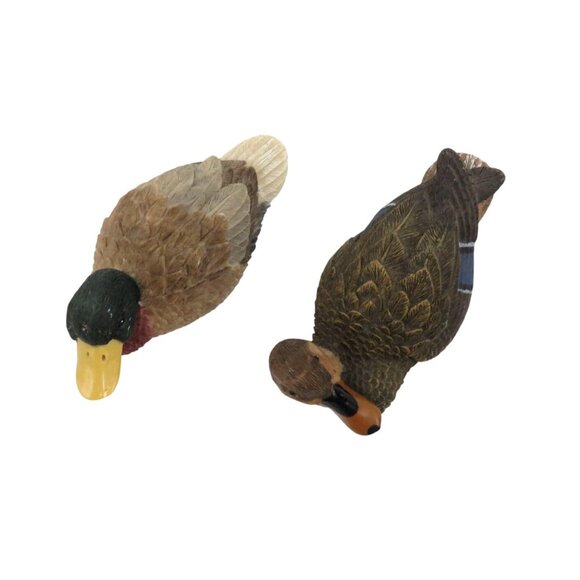 Wooden Duck Figurine Miniature Decoy Set Of 2 Vintage Decor - Picture 6 of 10
